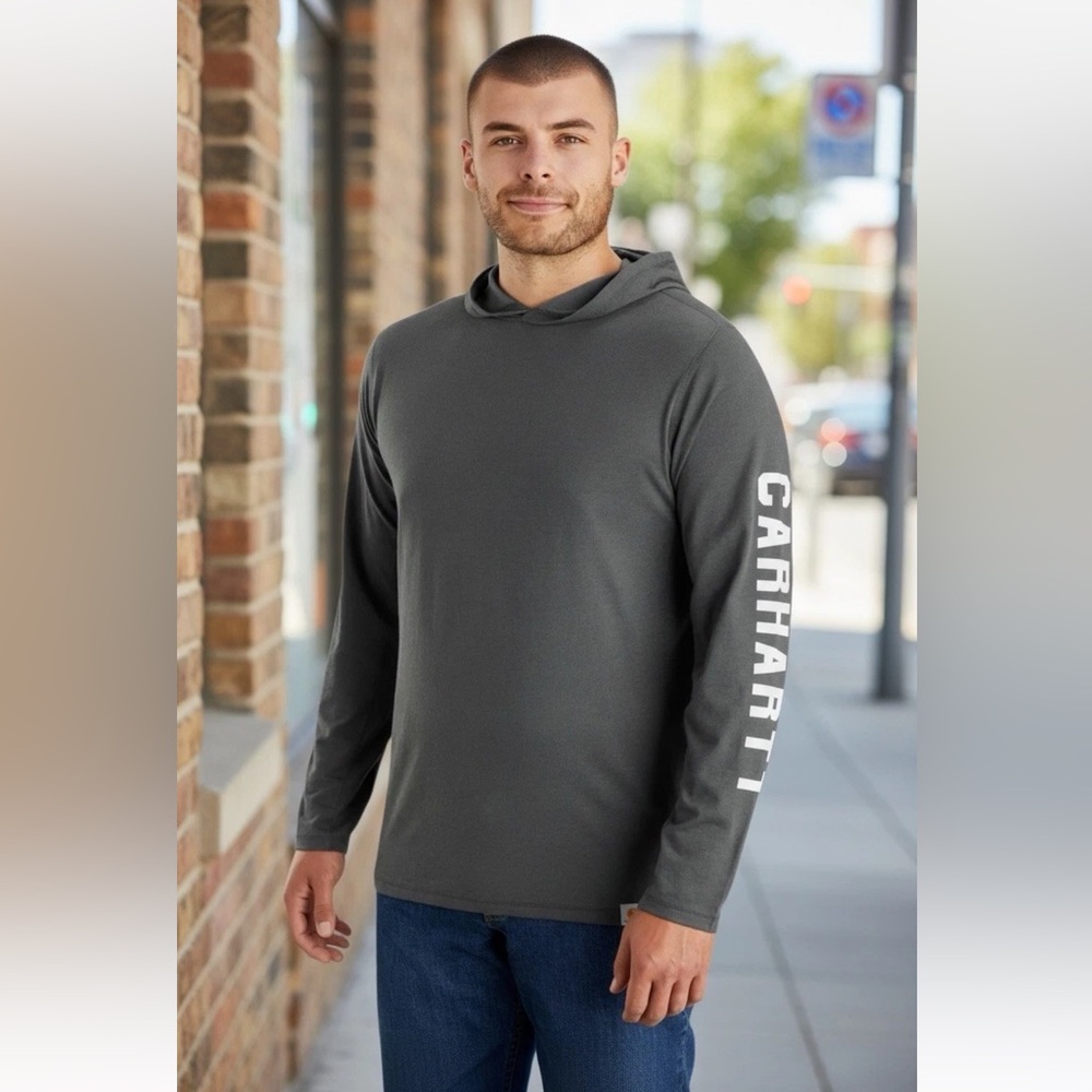 Carhartt Relaxed Fit Men’s Gray Athletic Shirt Size XL Sleeve Logo